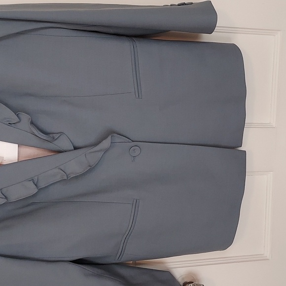 Rebecca Taylor Gabardine Ruffle Jacket Sage - Picture 7 of 12